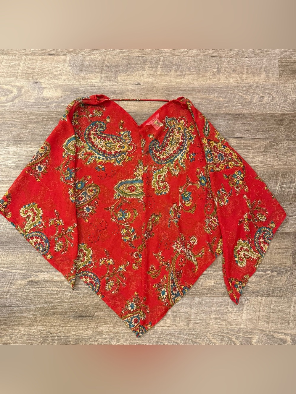 Tramp Red Paisley Bandana-Style Tunic Top